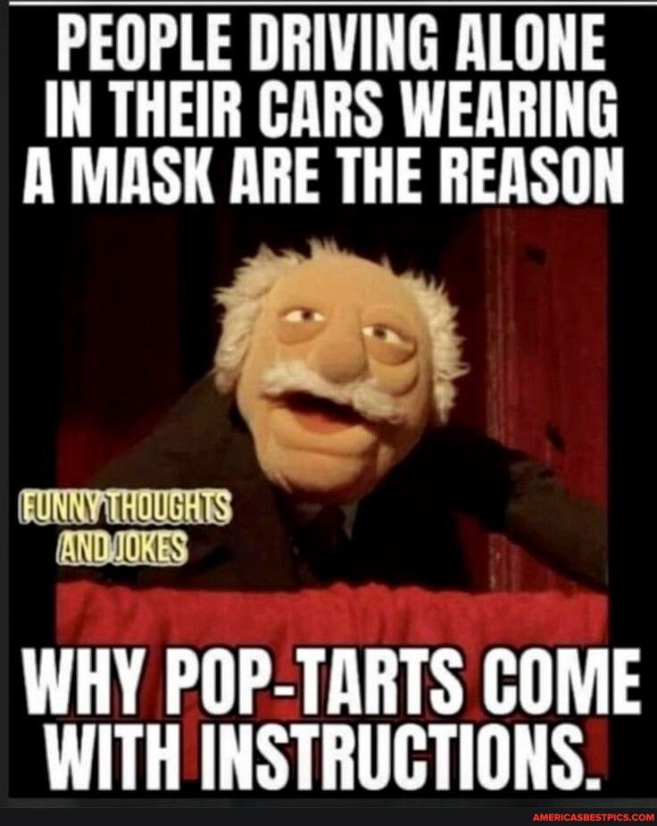 PEOPLE DRIVING ALONE IN THEIR CARS WEARING A MASK ARE THE REASON BN LU LU ANDATKES WHY POP TARTS COME WITH INSTRUCTIONS