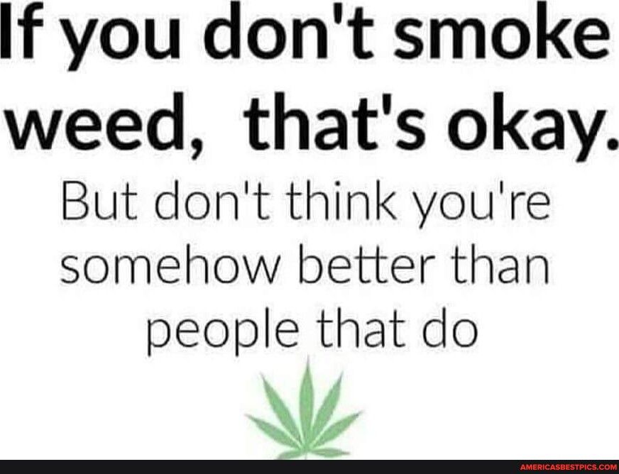 If you dont smoke weed thats okay But dont think youre somehow better than people that do W