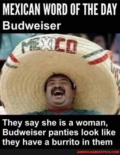 MEXICAN WORD OF THE DAY Budweiser LG EEVEUCEIEER TG EL R V NIV o E T LR o 1 they have a burrito in them