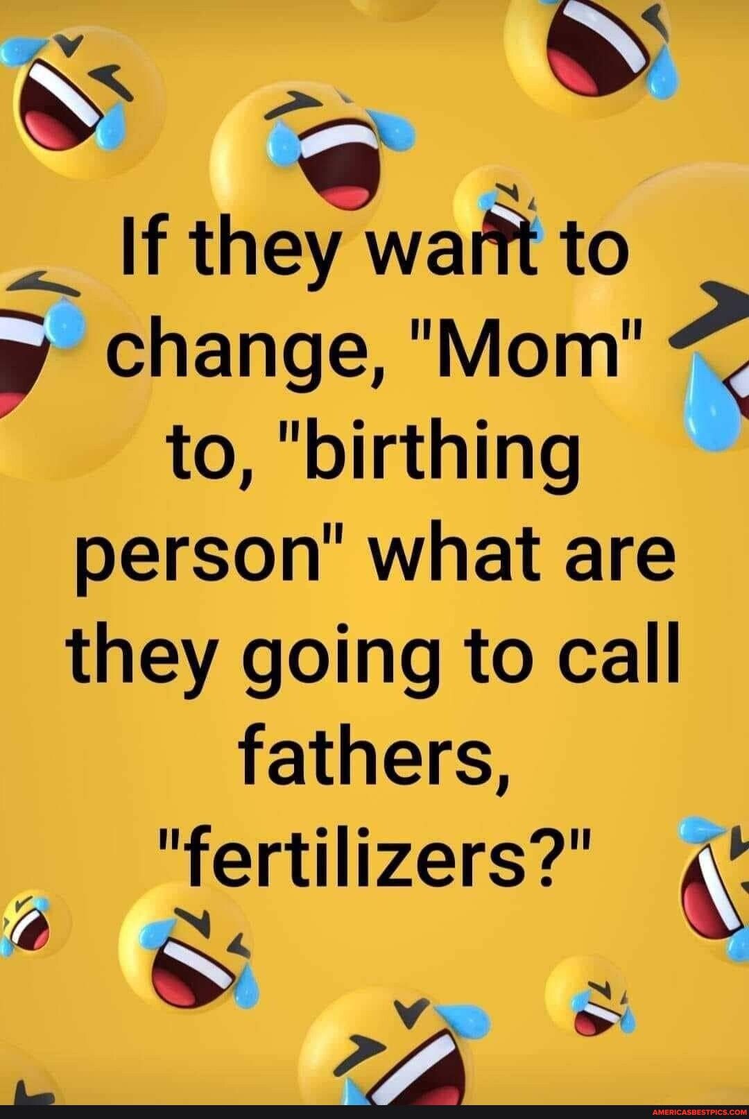 R W If they wart to change Mom 2 to birthing L person what are they going to call fathers fertilizers K S