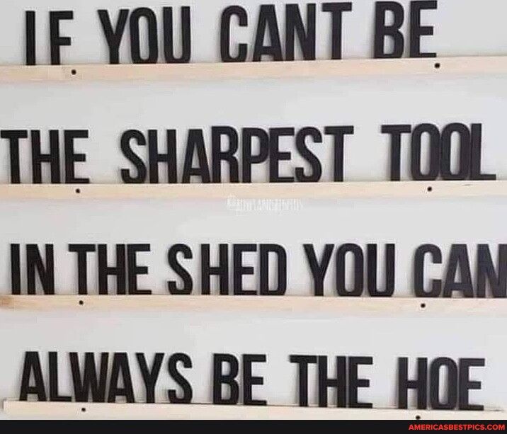 IF YOU CANT BE THE SHARPEST TDOL IN THE SHED YOU CAN ALWAYS BE THE HOE