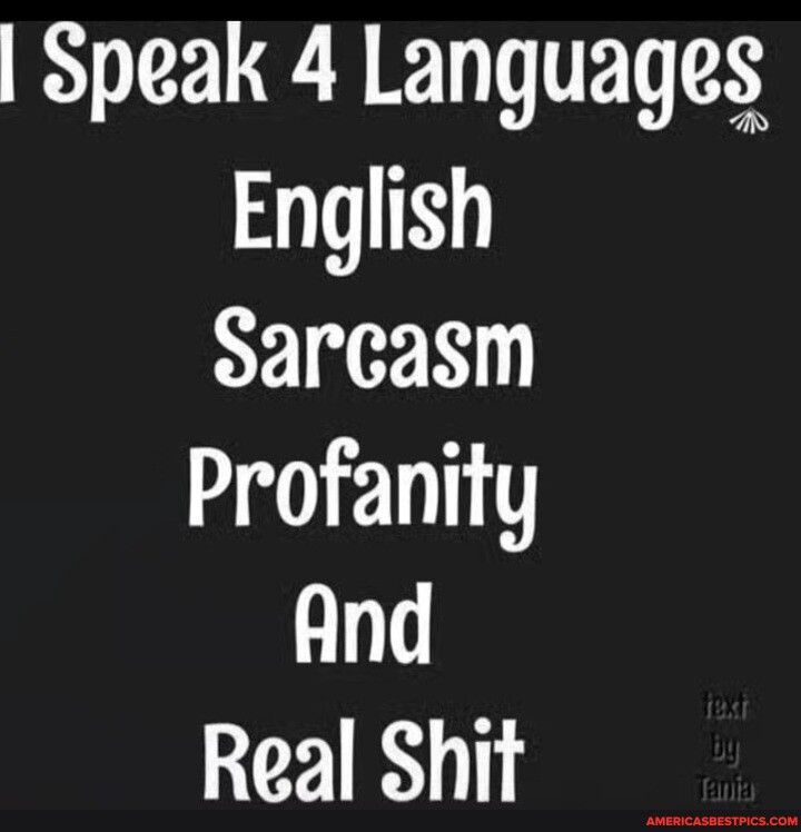 Speak 4 Languages English Sarcasm Profanity And Real Shit