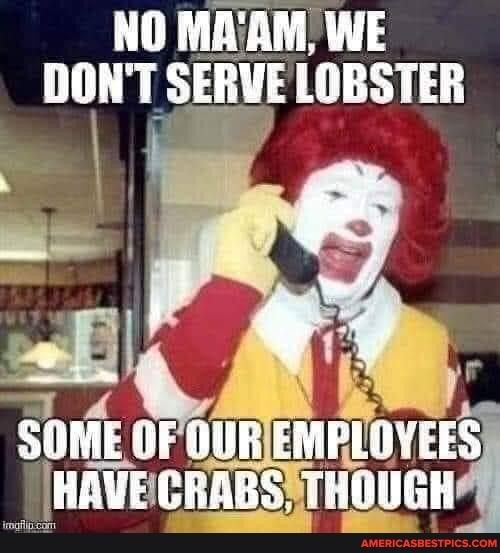 NO MAAM WE IIIIIII SERVE LOBSTER sh urlovz nnvacnnns THOUGH