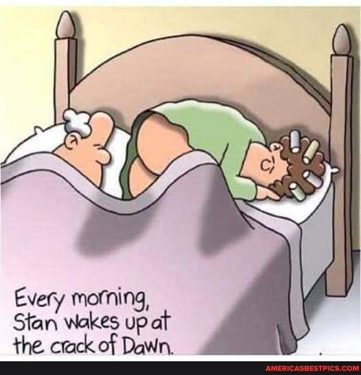 Every moming Sta nywakes Bg at the crack of Dawn