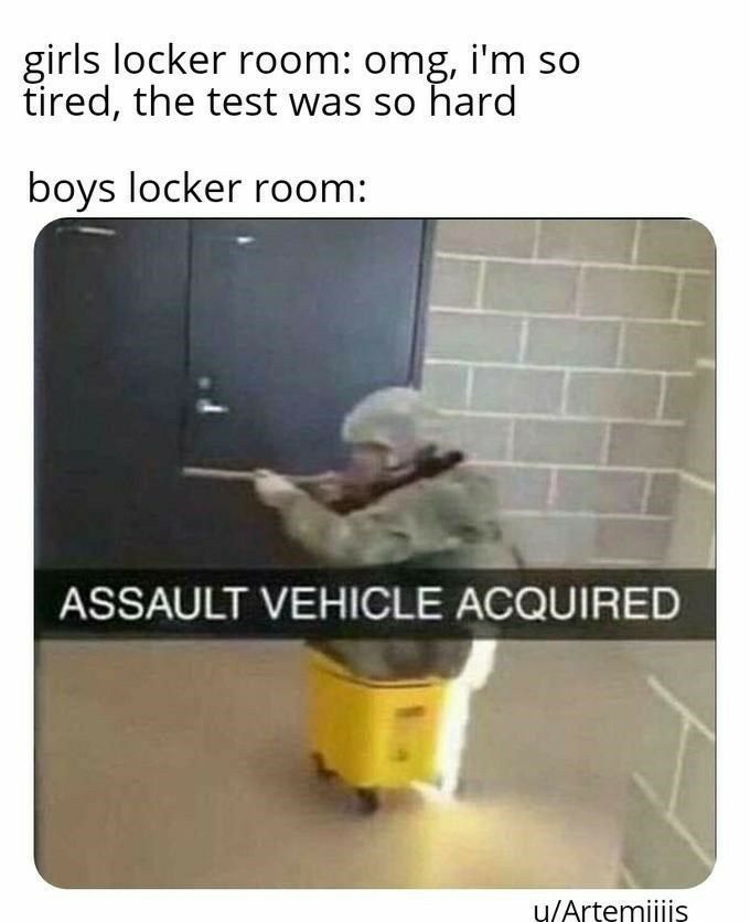 girls locker room omg im so tired the test was so hard boys locker room