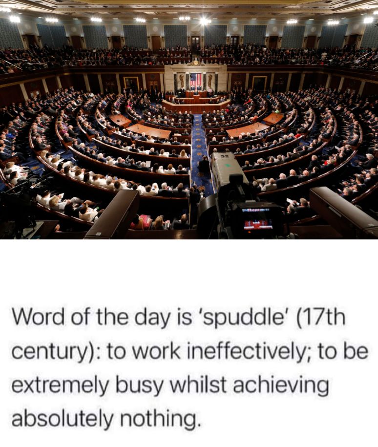 Word of the day is spuddle 17th century to work ineffectively to be extremely busy whilst achieving absolutely nothing