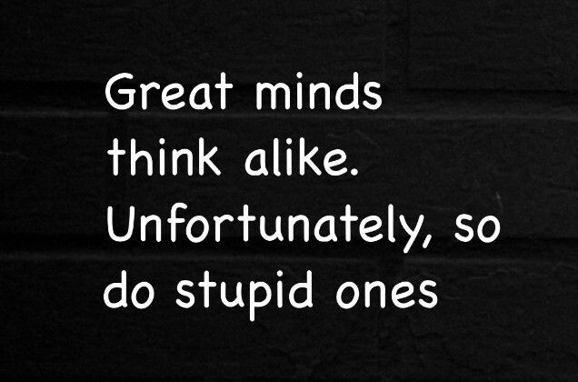 Great minds think alike U Yol o V3 Ta 1 VARTo do stupid ones