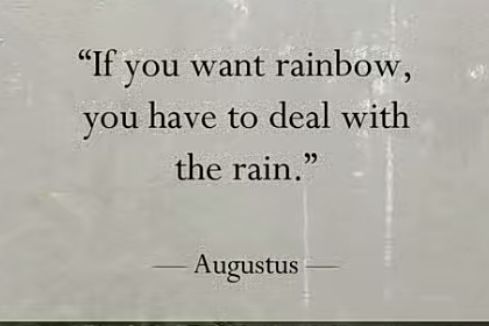 If you want rainbow you have to deal with the rain Augustus