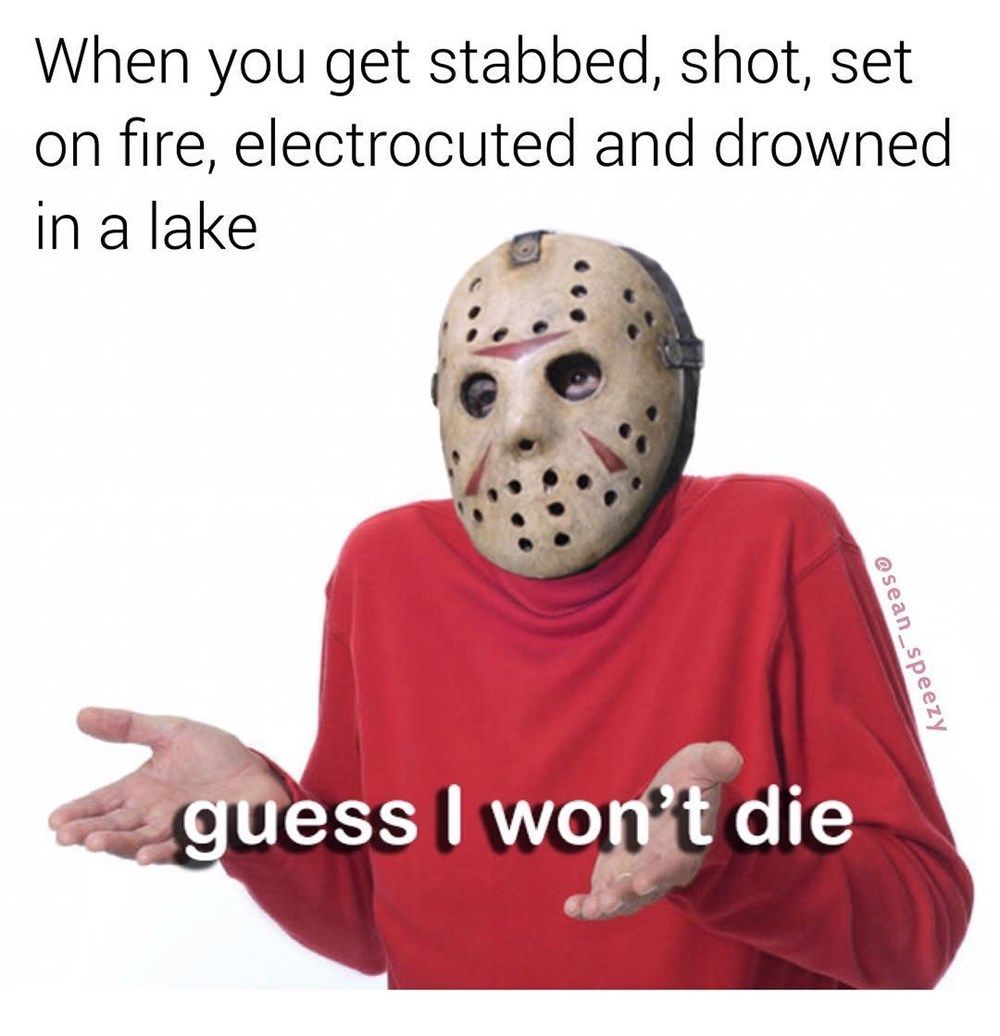 When you get stabbed shot set on fire electrocuted and drowned in a lake o 3 L LEERING fdie