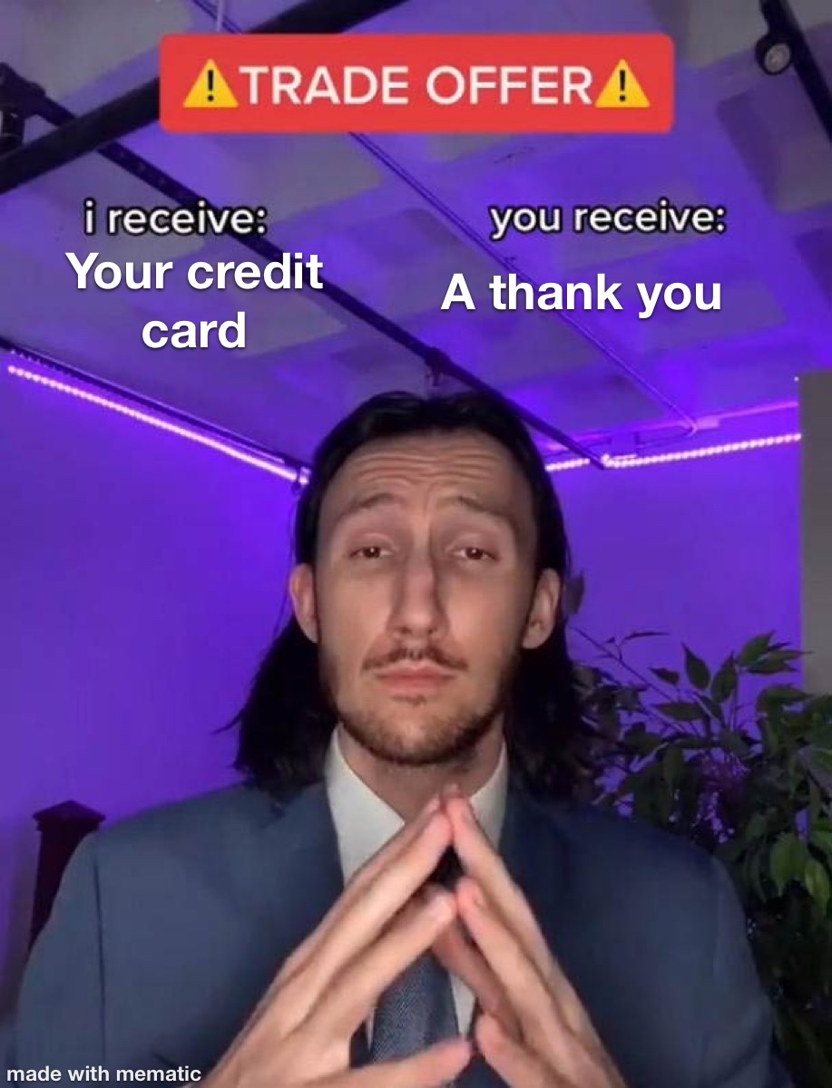 ireceive you receive credit A thank you ca