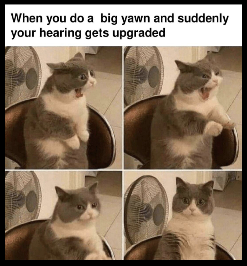 When you do a big yawn and suddenly your hearing gets upgraded