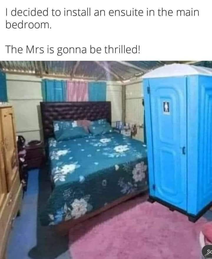 decided to install an ensuite in the main bedroom The Mrs is gonna be thrilled