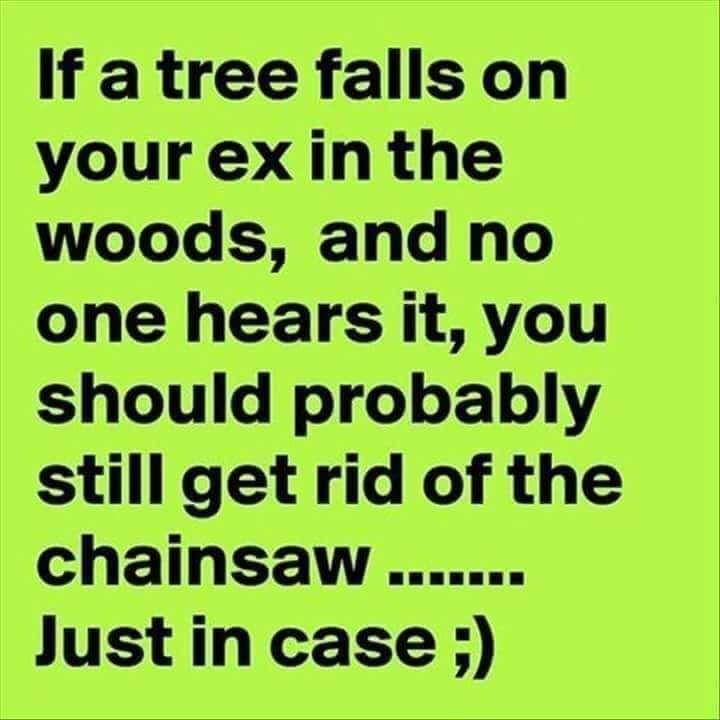 If a tree falls on your ex in the woods and no one hears it you should probably still get rid of the chainsaw Just in case