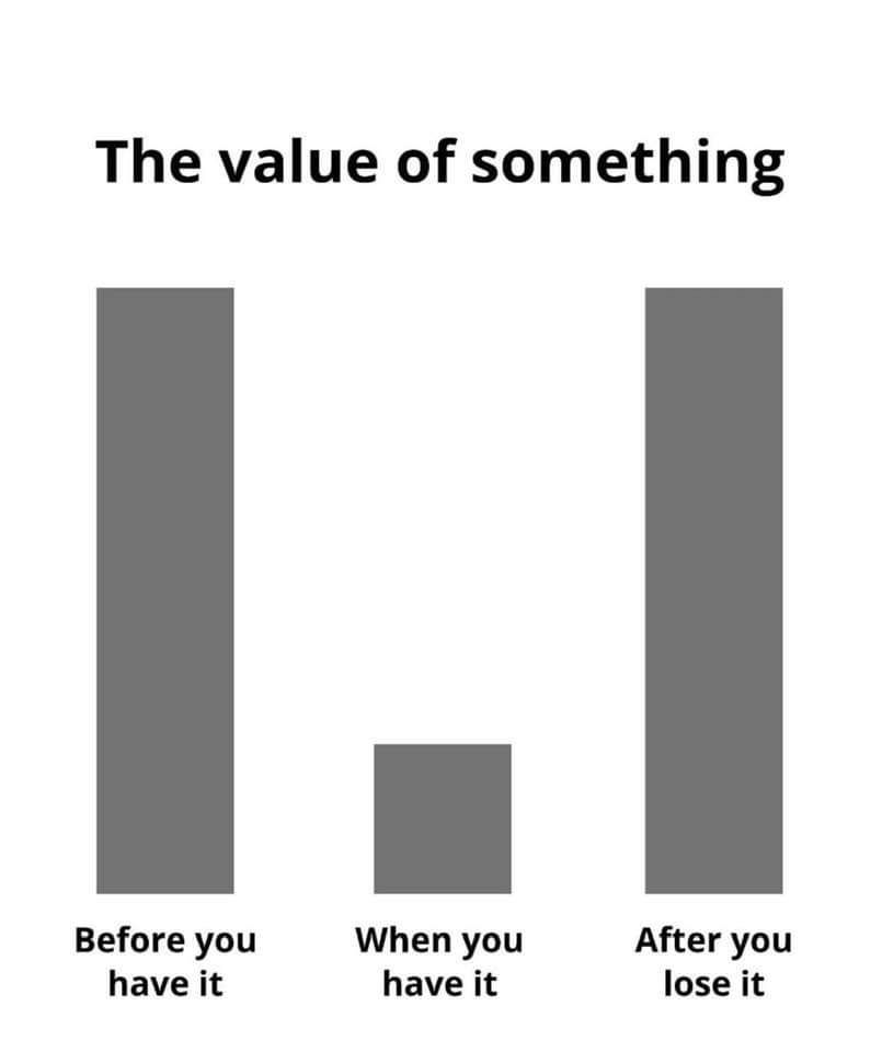 The value of something Before you When you After you have it have it lose it