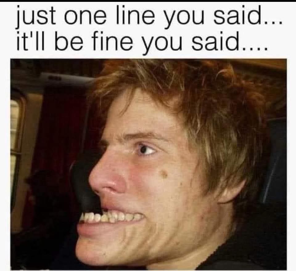 just one line you said... it'll be fine you said....