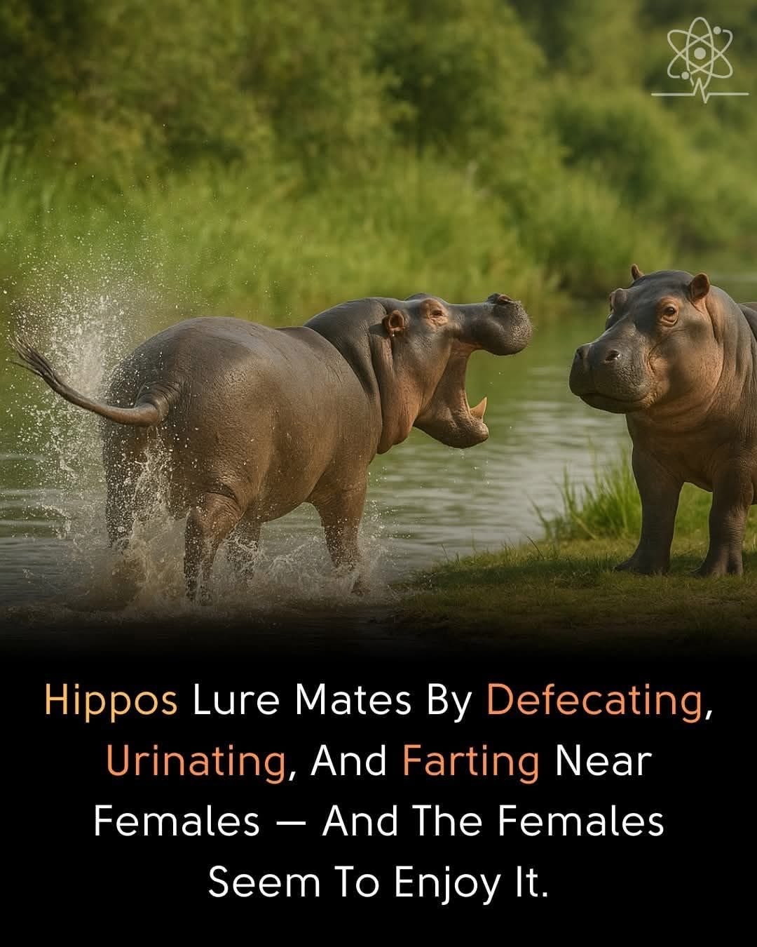 Hippos Lure Mates By Defecating, Urinating, And Farting Near Females — And The Females Seem To Enjoy It.
