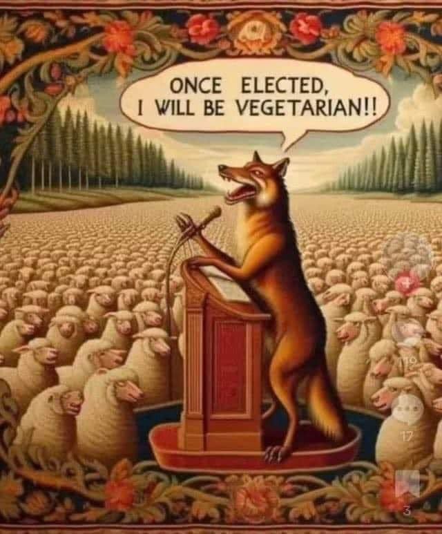 ONCE ELECTED WILL BE VEGETARIAI