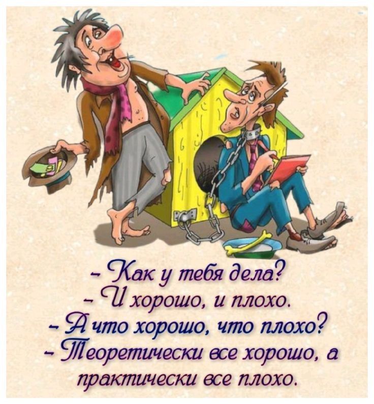 Как у тевя дела хорошо и плохо Я что хорошо что плохо УЙеоретически есе хорошо а практически все плохо