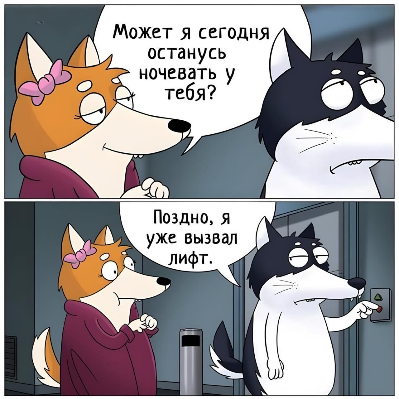 Может я сегодня останусь ночевать у тебя Поздно я уже вызвал лифт
