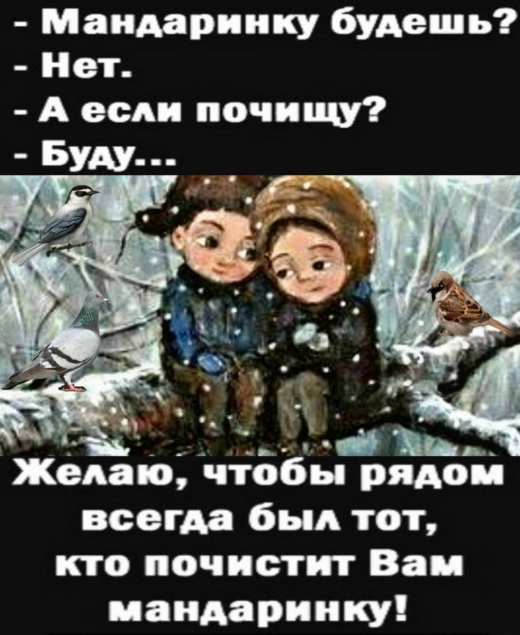 Мандаринку будешь Нет А если почищу Жемпо чтобы рядом всегда был тот кто почистит Вам мандаринку