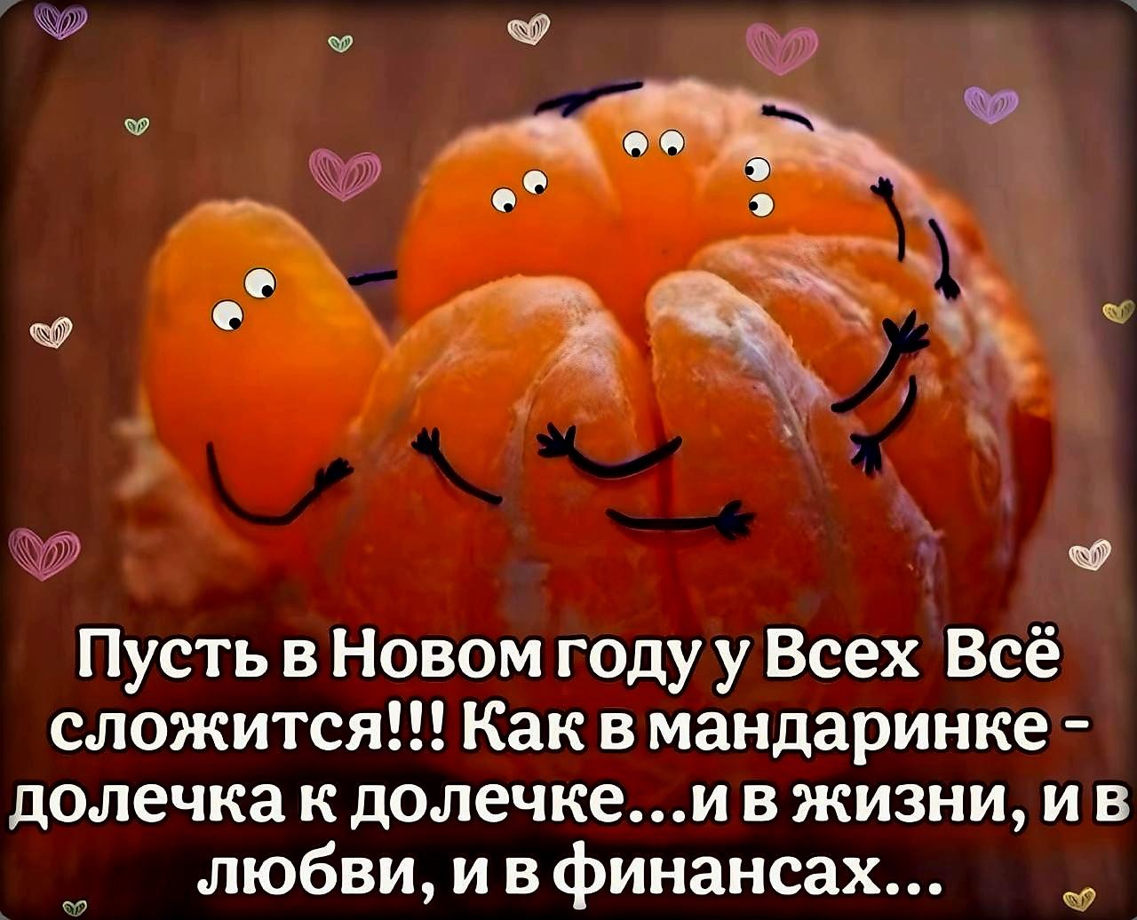 Пусть в Новом году у Всех Всё сложится Как в мандаринке долечка к долечкеи в жизни ив любви и в финансах
