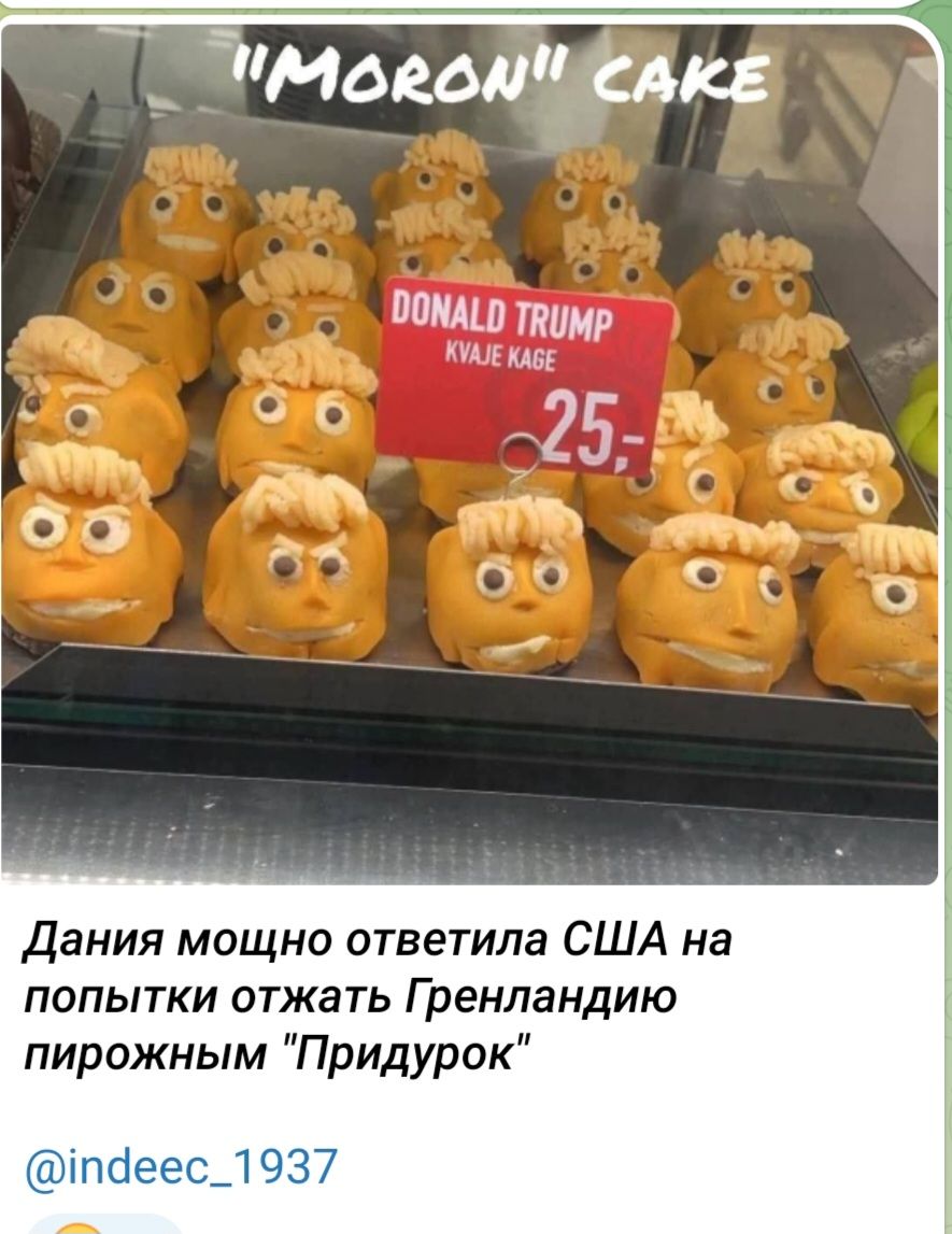 Дания мощно ответила США на попытки отжать Гренландию пирожным Придурок па
