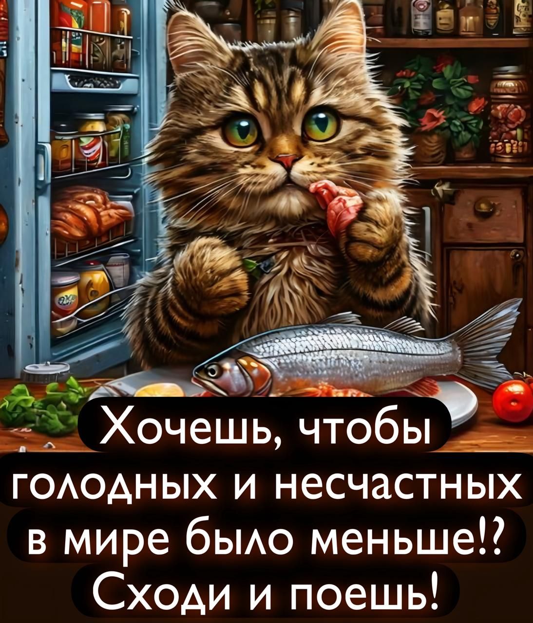 Хочешь, чтобы голодных и несчастных в мире было меньше?! Сходи и поешь!
