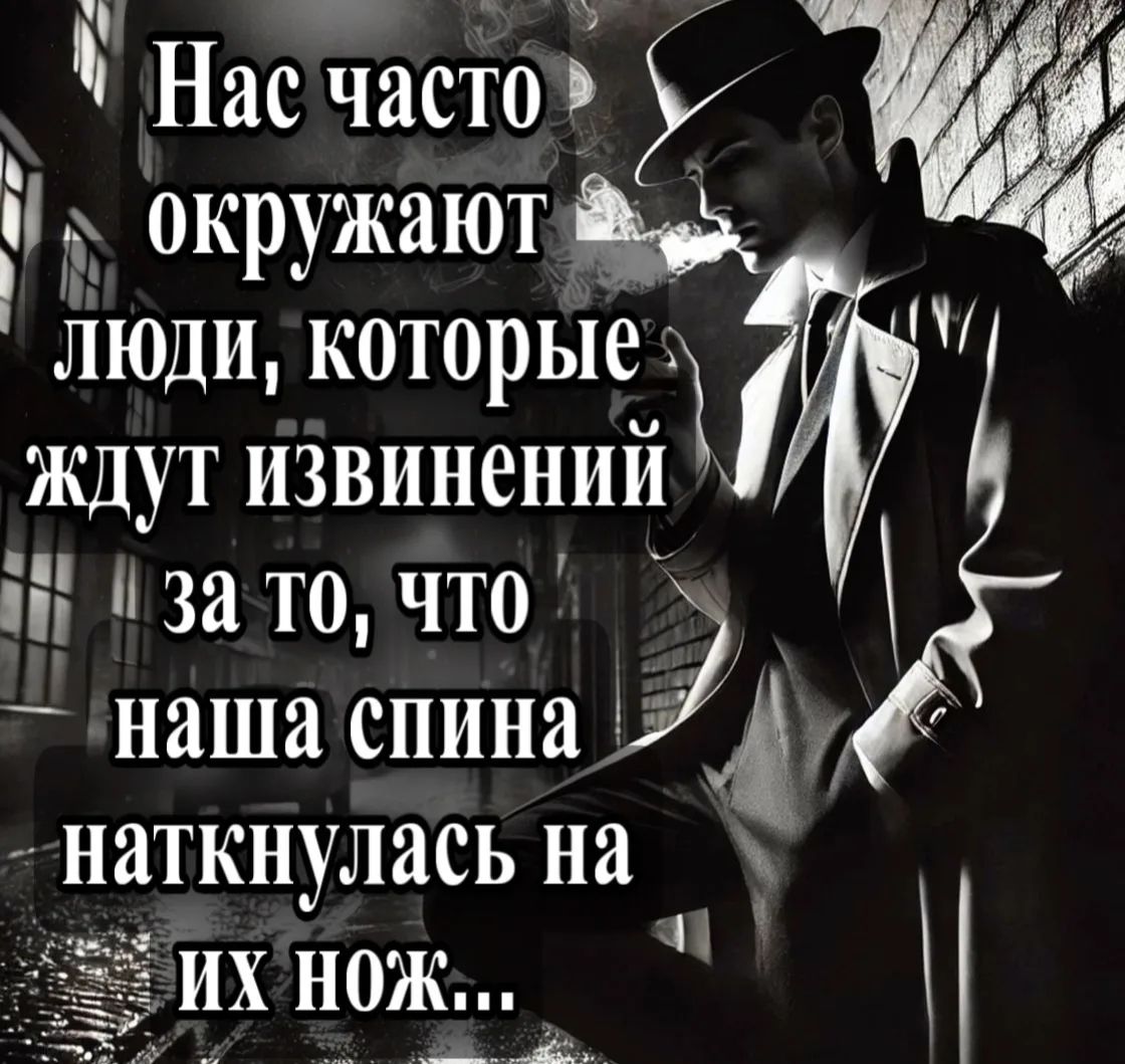 Нас часто окружают люди, которые ждут извинений за то, что наша спина наткнулась на их нож…