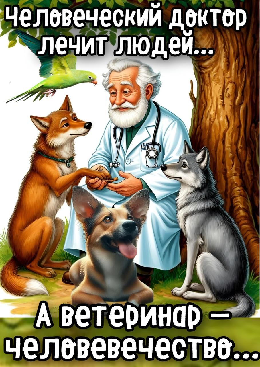 Человеческий доктор лечит людей... А ветеринар – Человечество...