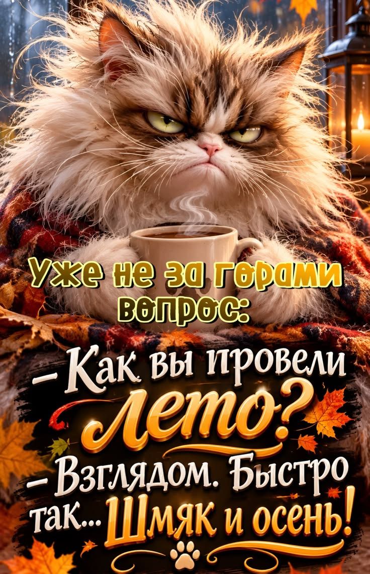 Уже не за горами вопрос: – Как вы провели лето? – Взглядом. Быстро так... Шмяк и осень!