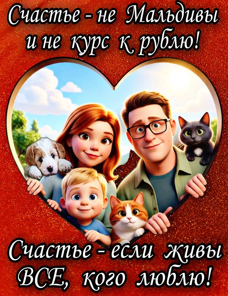 Счастье - не Мальдивы и не курс к рублю! Счастье - если живы ВСЕ, кого люблю!