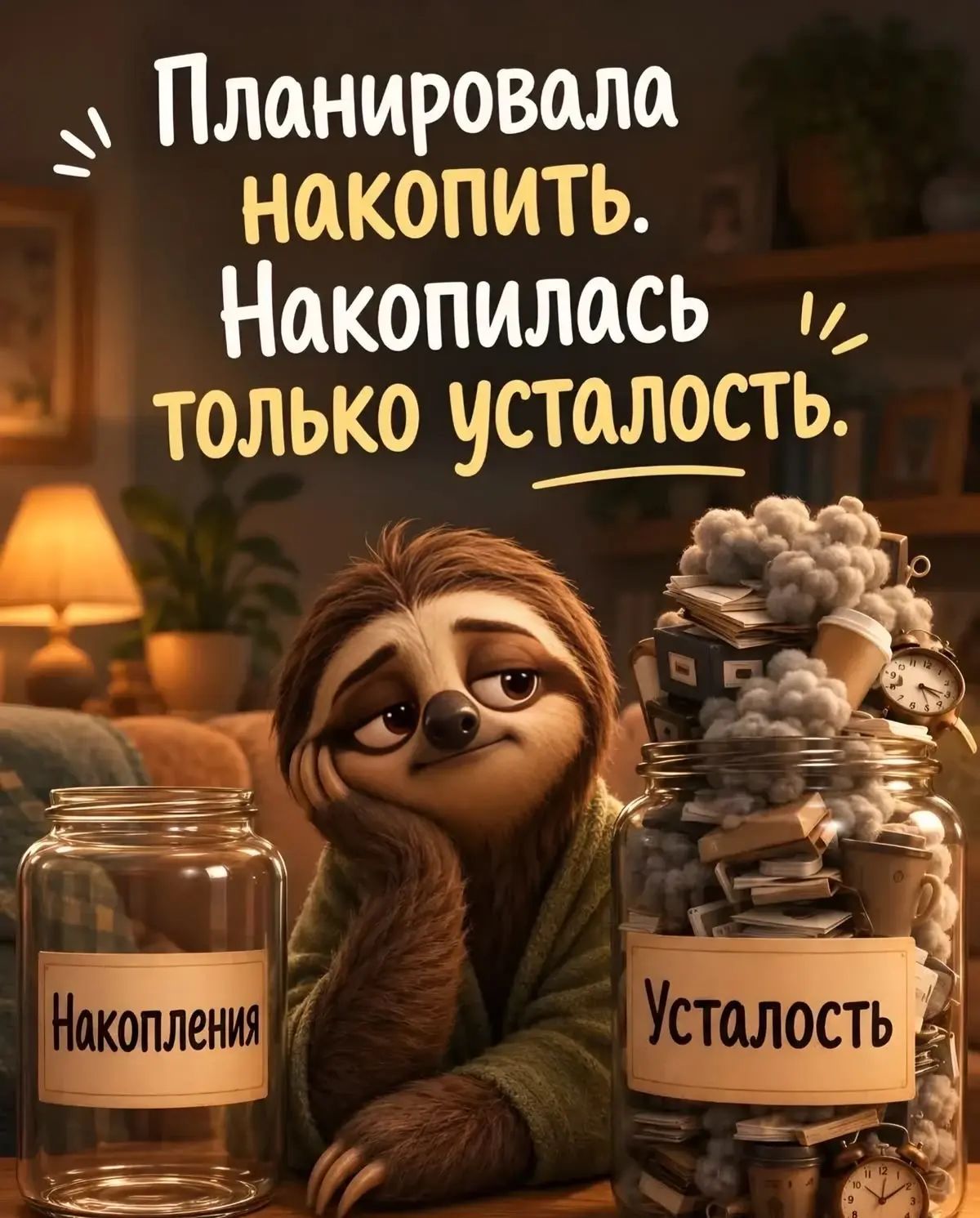 Планировала накопить. Накопилась только усталость. Накопления. Усталость.