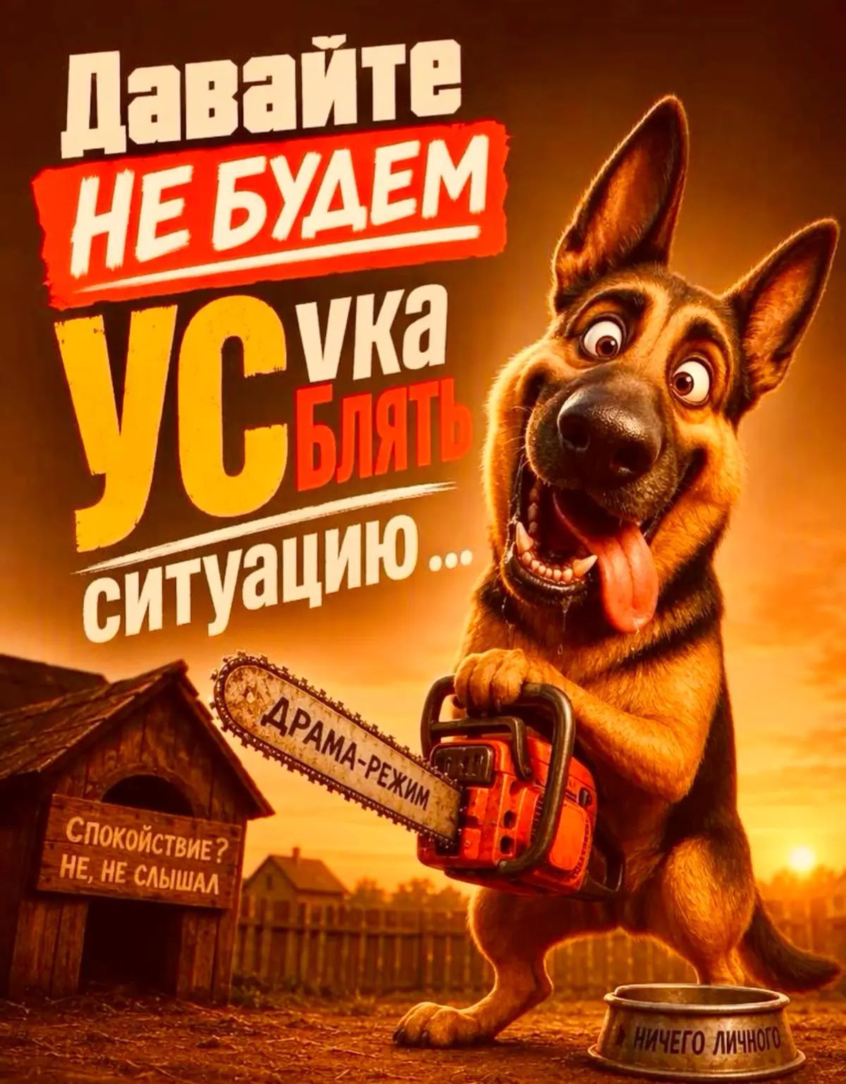 Давайте НЕ БУДЕМ УСУКА БЛЯТЬ ситуацию... Спокойствие? НЕ, НЕ СЛЫШАЛ. ДРАМА-РЕЖИМ. НИЧЕГО ЛИЧНОГО.
