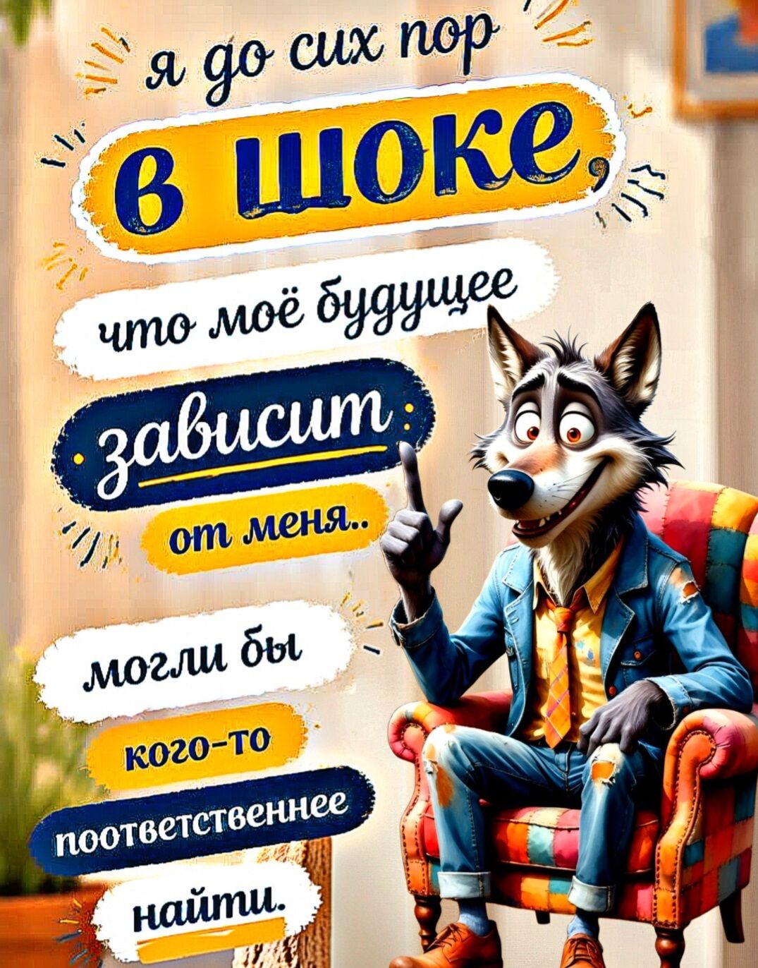 Я до сих пор в шоке, что моё будущее зависит от меня.. Могли бы кого-то поответственнее найти.