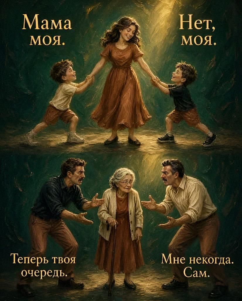 Мама моя. Нет, моя. Теперь твоя очередь. Мне некогда. Сам.