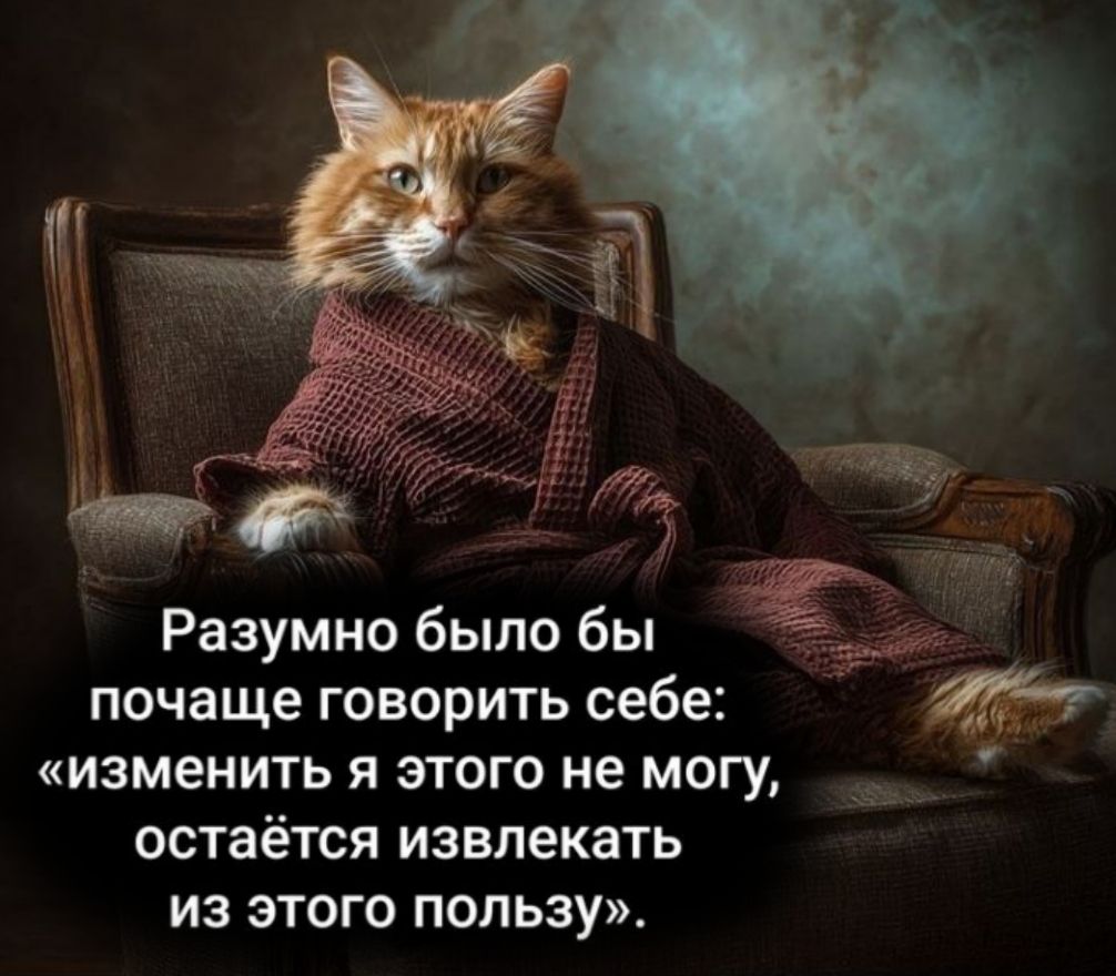 Разумно было бы почаще говорить себе: «изменить я этого не могу, остаётся извлекать из этого пользу».