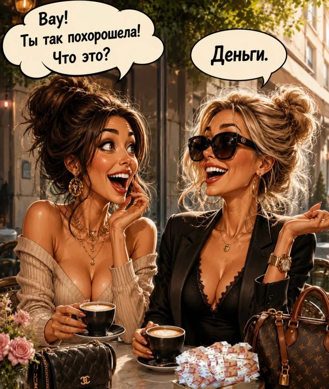 Вау! Ты так похорошела! Что это? Деньги.