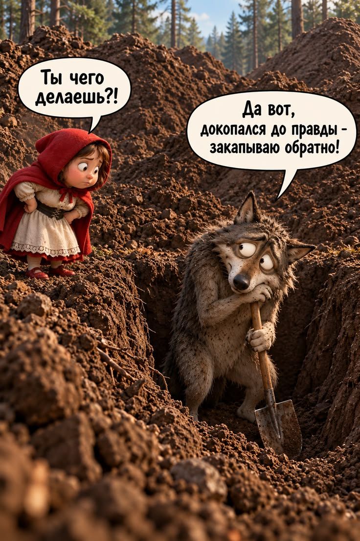 Ты чего делаешь?! Да вот, докопался до правды - закапываю обратно!