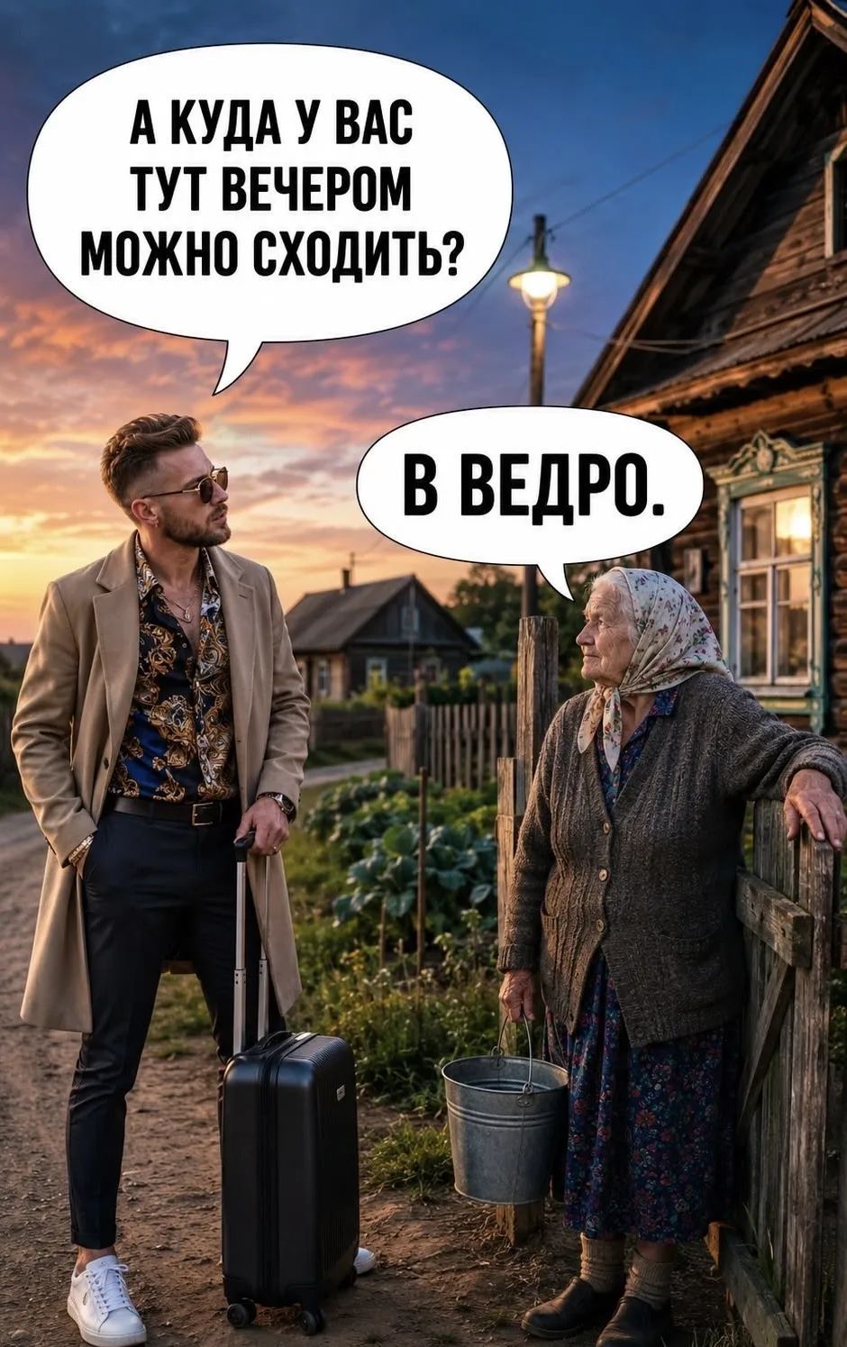 А КУДА У ВАС ТУТ ВЕЧЕРОМ МОЖНО СХОДИТЬ? В ВЕДРО.