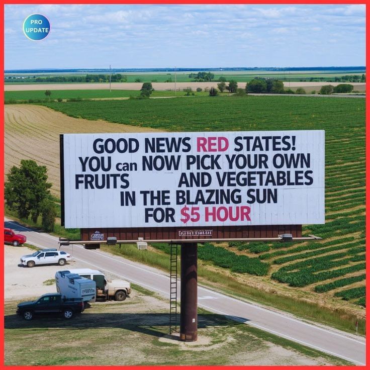 GOOD NEWS RED STATES YOU can NOW PICK YOUR OWN FRUITS AND VEGETABLES IN THE BLAZING SUN FOR 3