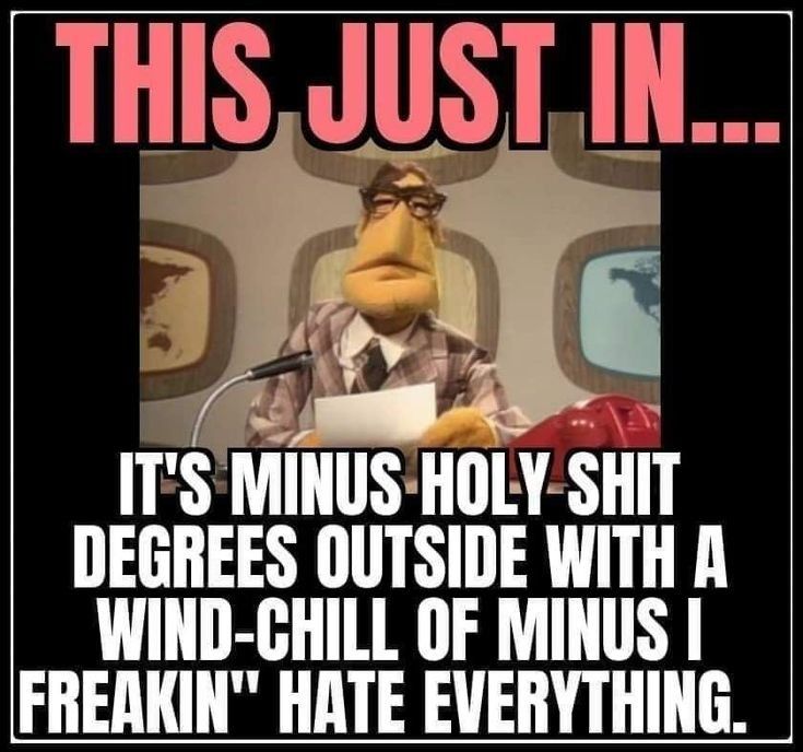 THIS JUST ITS MIIUS HOLY SHIT DEGREES OUTSIDE WITH A WIND CHILL OF MINUS FREAKIN HATE EVERYTHING