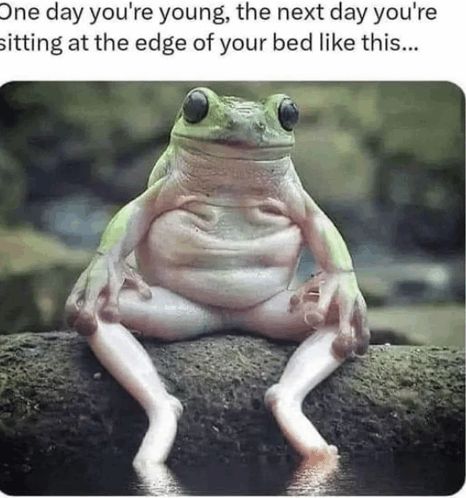 One day you're young, the next day you're sitting at the edge of your bed like this...