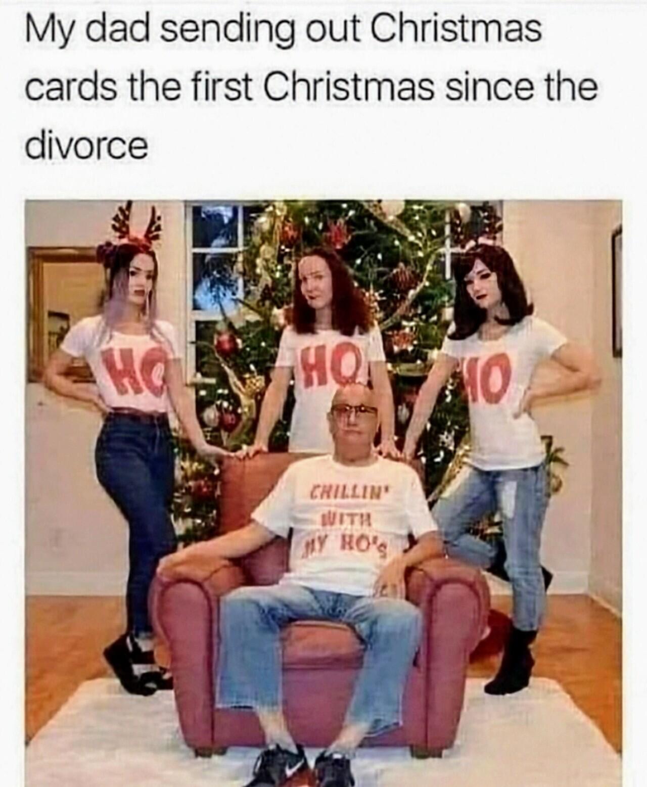 My dad sending out Christmas cards the first Christmas since the divorce