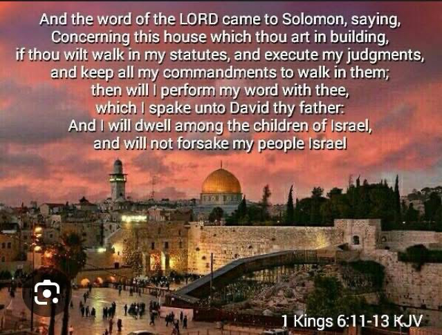 And the word of the LORD came to Solomon, saying, Concerning this house which thou art in building, if thou wilt walk in my statutes, and execute my judgments, and keep all my commandments to walk in them; then will I perform my word with thee, which I spake unto David thy father: And I will dwell among the children of Israel, and will not forsake 