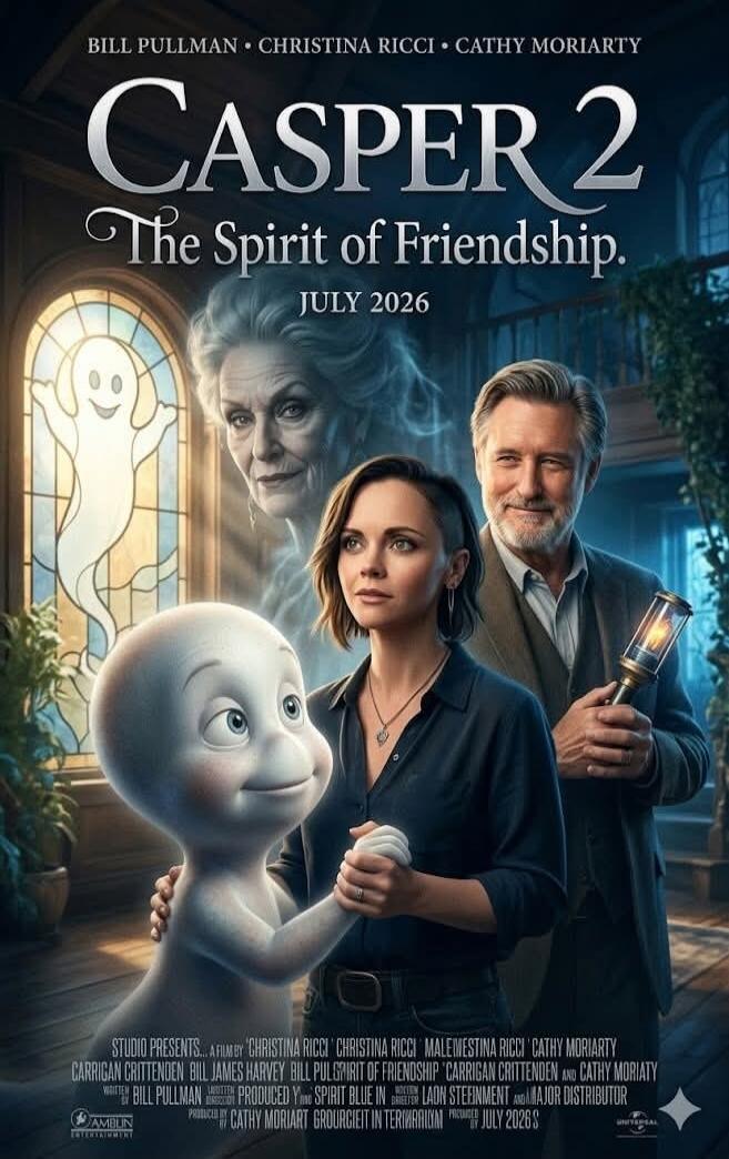 BILL PULLMAN CHRISTINA RICCI CATHY MORIARTY CASPER 2 The Spirit of Friendship. JULY 2026 AMBLIN ENTERTAINMENT UNIVERSAL