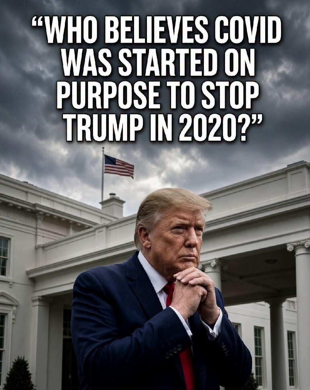 WHO BELIEVES COVID WAS STARTED ON PURPOSE TO STOP TRUMP IN 2020?