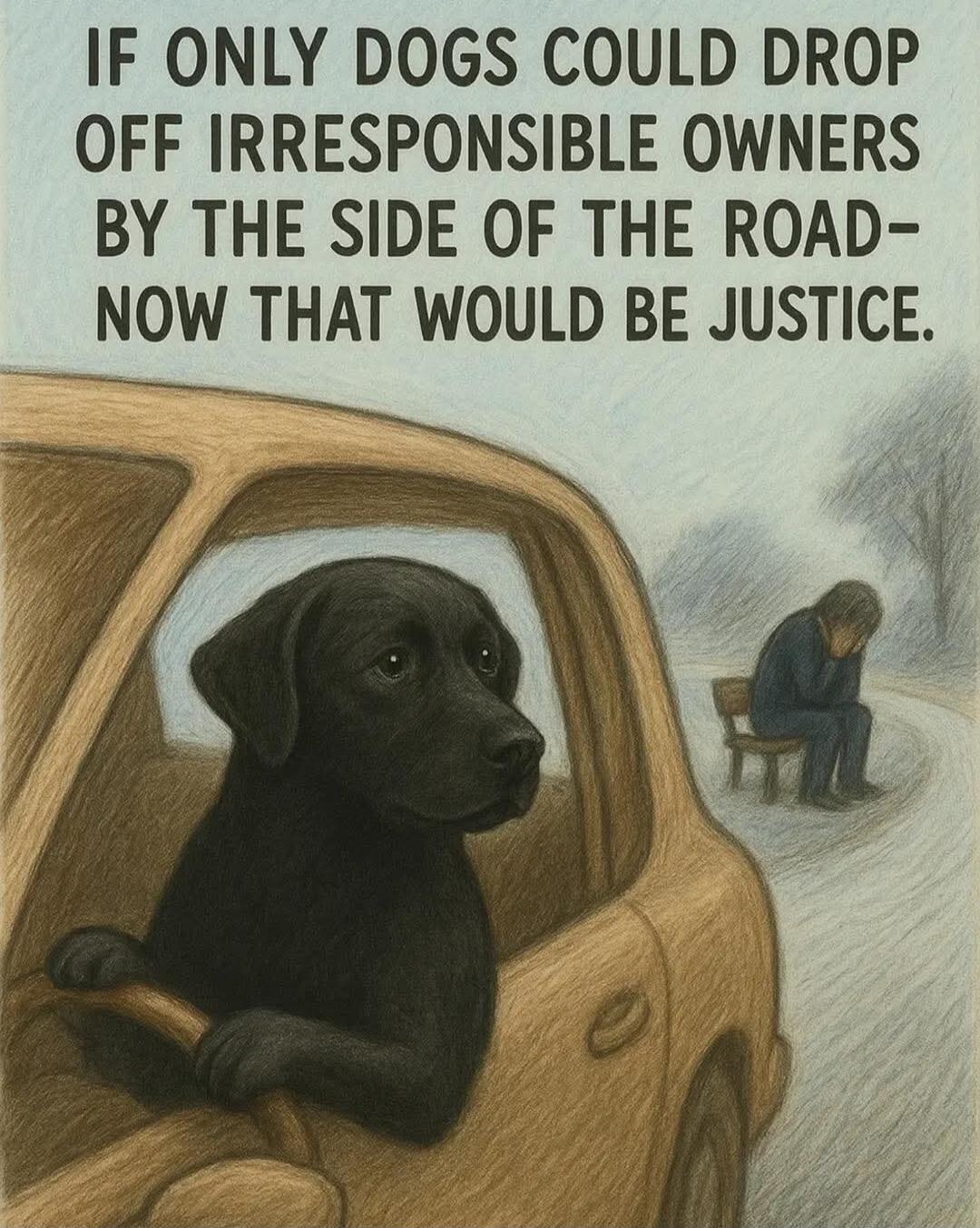 IF ONLY DOGS COULD DROP OFF IRRESPONSIBLE OWNERS BY THE SIDE OF THE ROAD- NOW THAT WOULD BE JUSTICE.