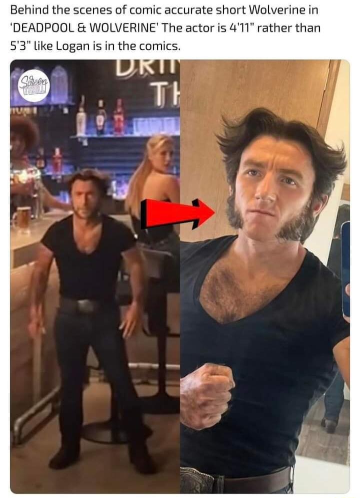 Behind the scenes of comic accurate short Wolverine in DEADPOOL WOLVERINE The actor is 411 rather than Logan is in the comics