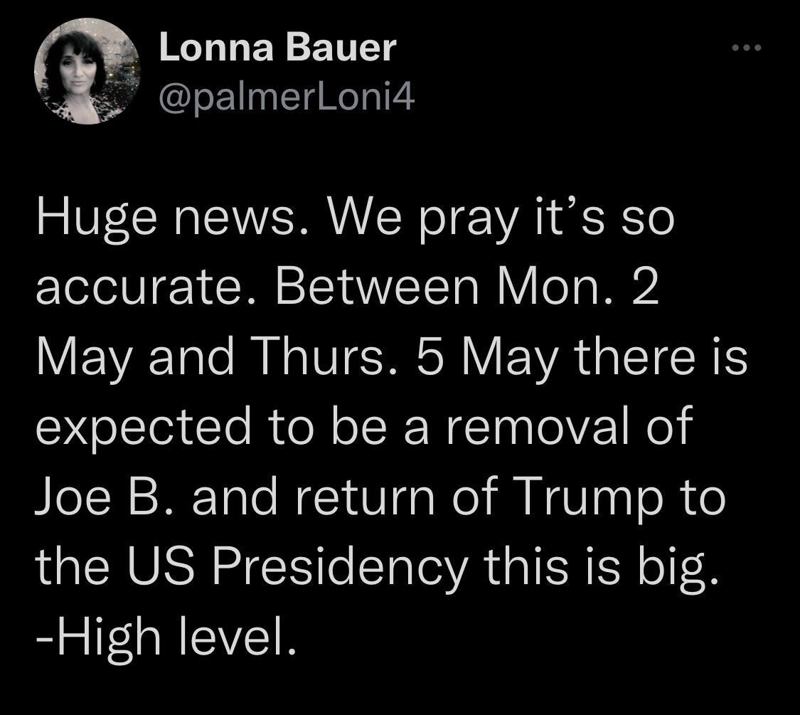 2 Lonna Bauer xf oF1 g 1g Mol 124 Huge news We pray its so accurate Between Mon 2 VEYATalo BB o IV ISR YA g ST TS Yl Te Mo N ol R NeTaalolVZ 1 el Joe B and return of Trump to the US Presidency this is big High level