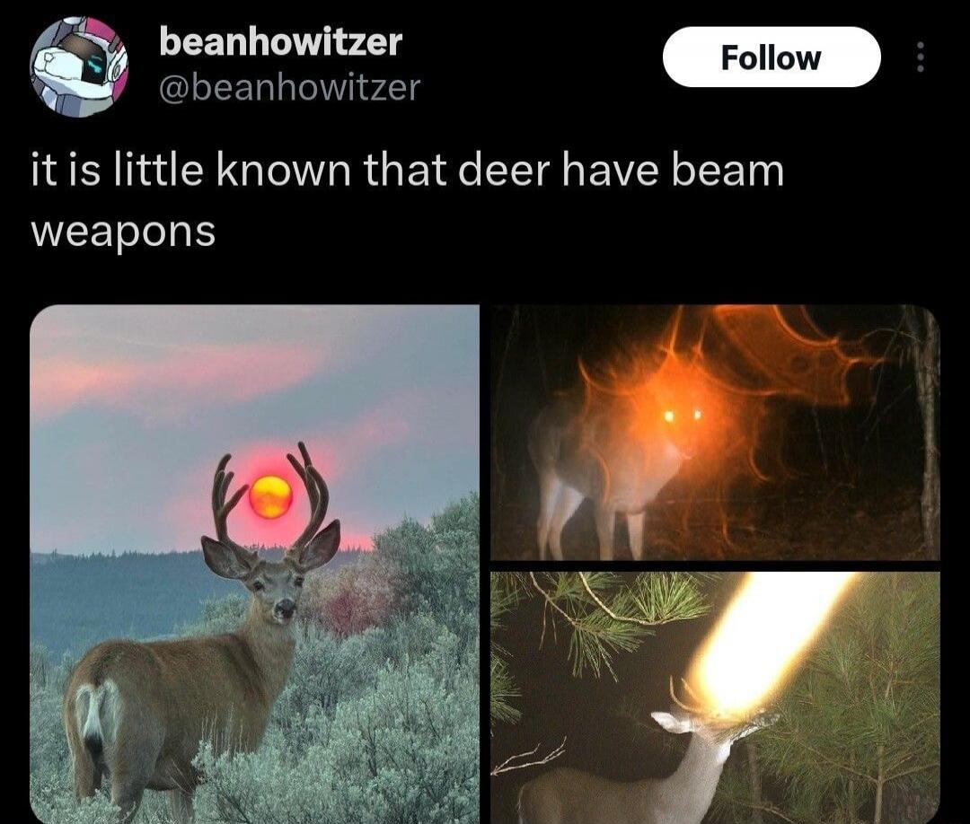 it is little known that deer have beam weapons
